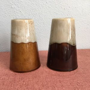 Vintage drip glaze Hull pottery salt and pepper